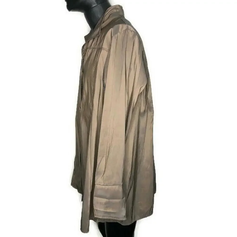 Lagenlook Iridescent Button Up Nylon Coat Shirt Shacket Bronze - Picture 2 of 6